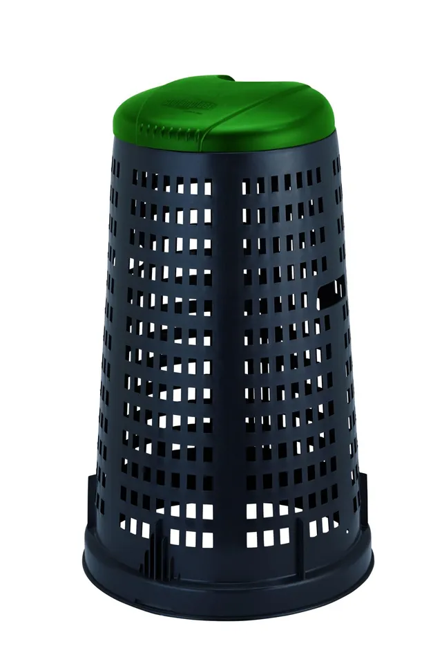 stefanplast-trespolo-con-coperchio-53x53xh87-cm-nero-verde image 1