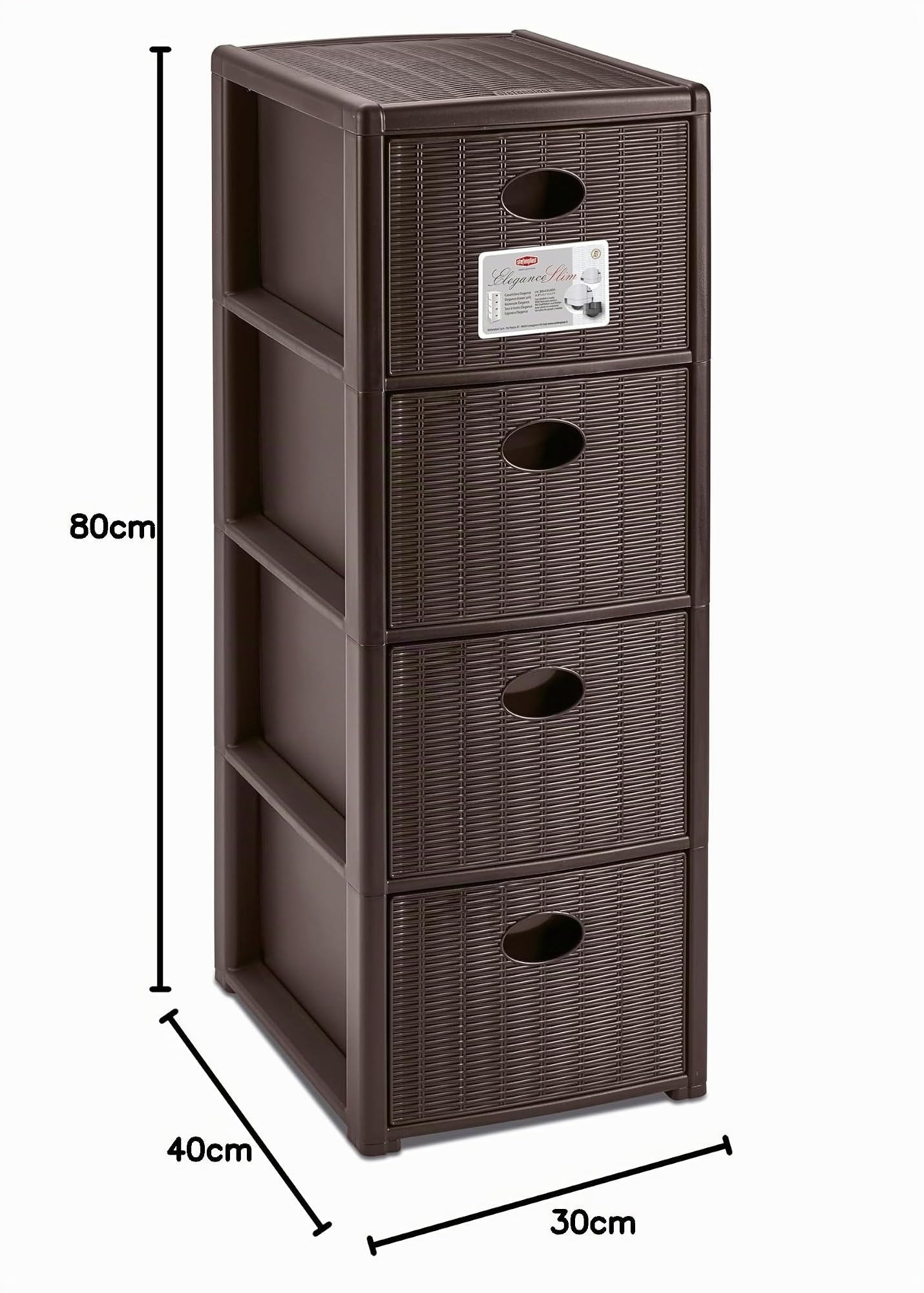 stefanplast-elegance-cassettiera-slim-4-cassetti-30x40x80-cm-moka-effetto-rattan image 2