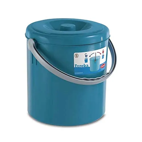 stefanplast-eureka-pattumiera-con-coperchio-10-l-blu-ottanio image 1