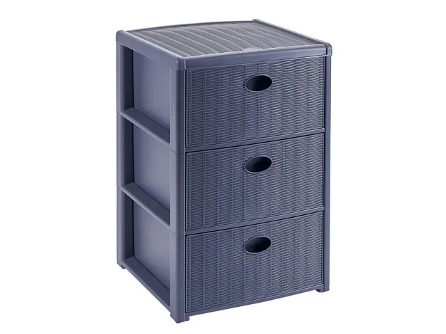 stefanplast-elegance-cassettiera-3-cassetti-rattan-navy-39x37x60-cm image 1