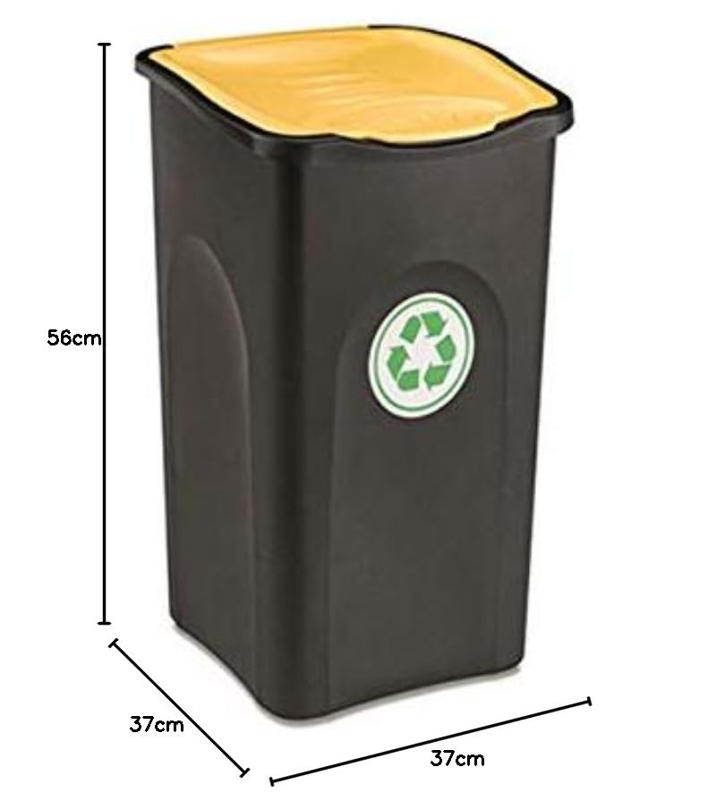 stefanplast-ecogreen-pattumiera-50-litri-nera-con-coperchio-giallo image 2
