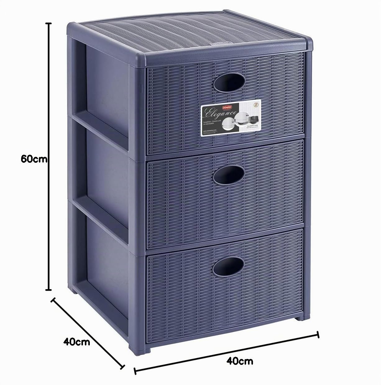 stefanplast-elegance-cassettiera-3-cassetti-rattan-navy-39x37x60-cm image 2