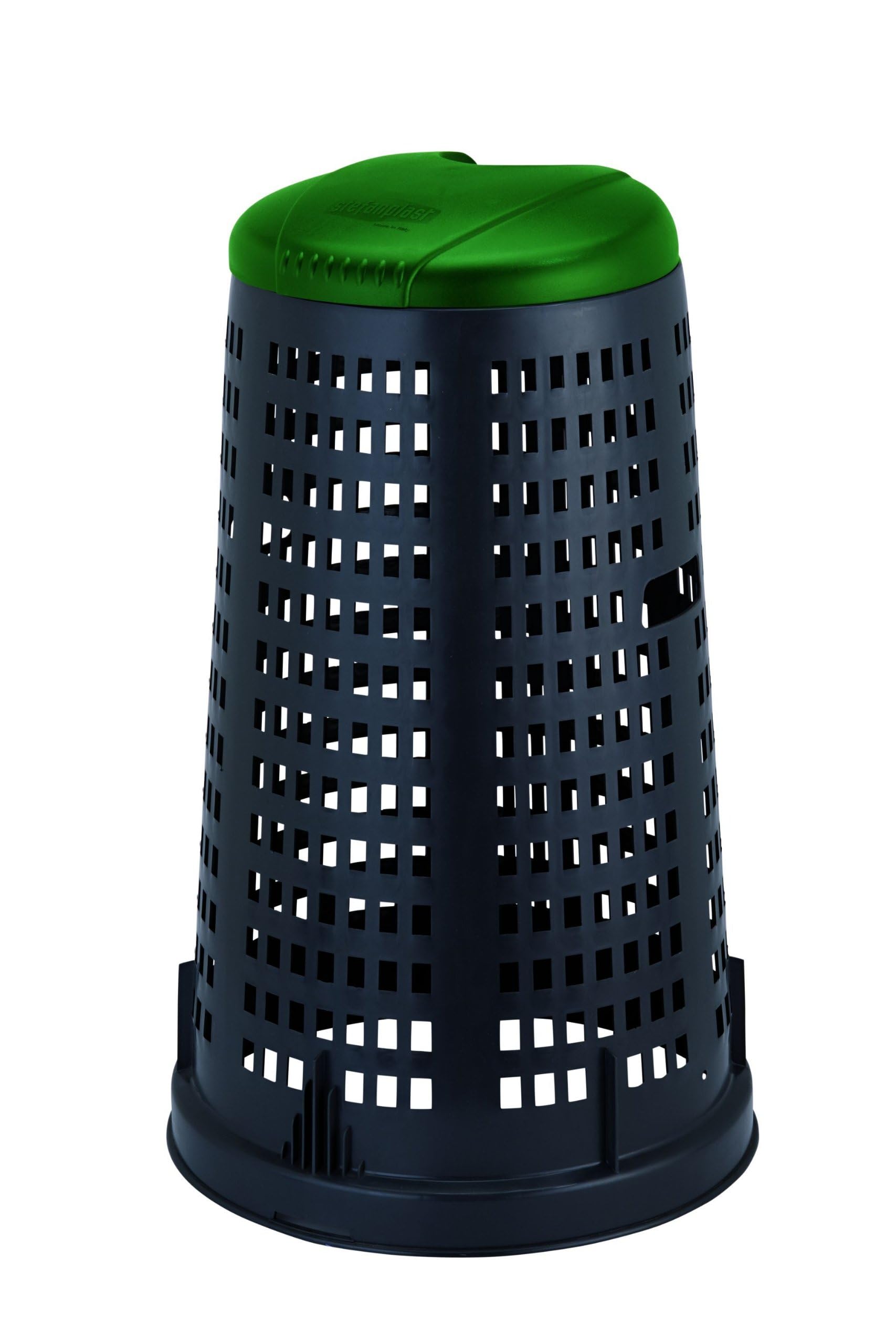 stefanplast-trespolo-con-coperchio-53x53xh87-cm-nero-verde image 1