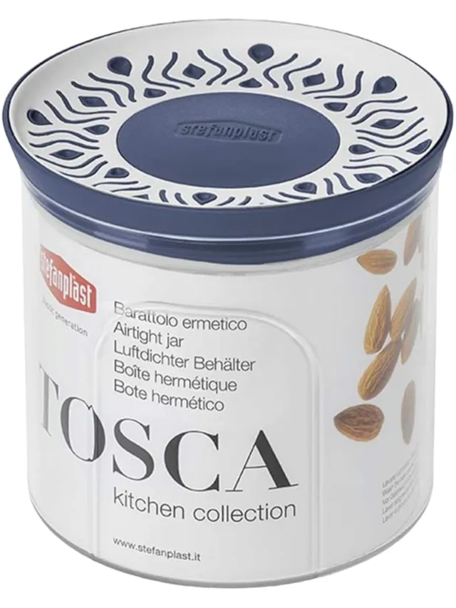 stefanplast-tosca-barattolo-tondo-ermetico-per-alimenti-0-7-l-bianco-blu-12x11-c image 1