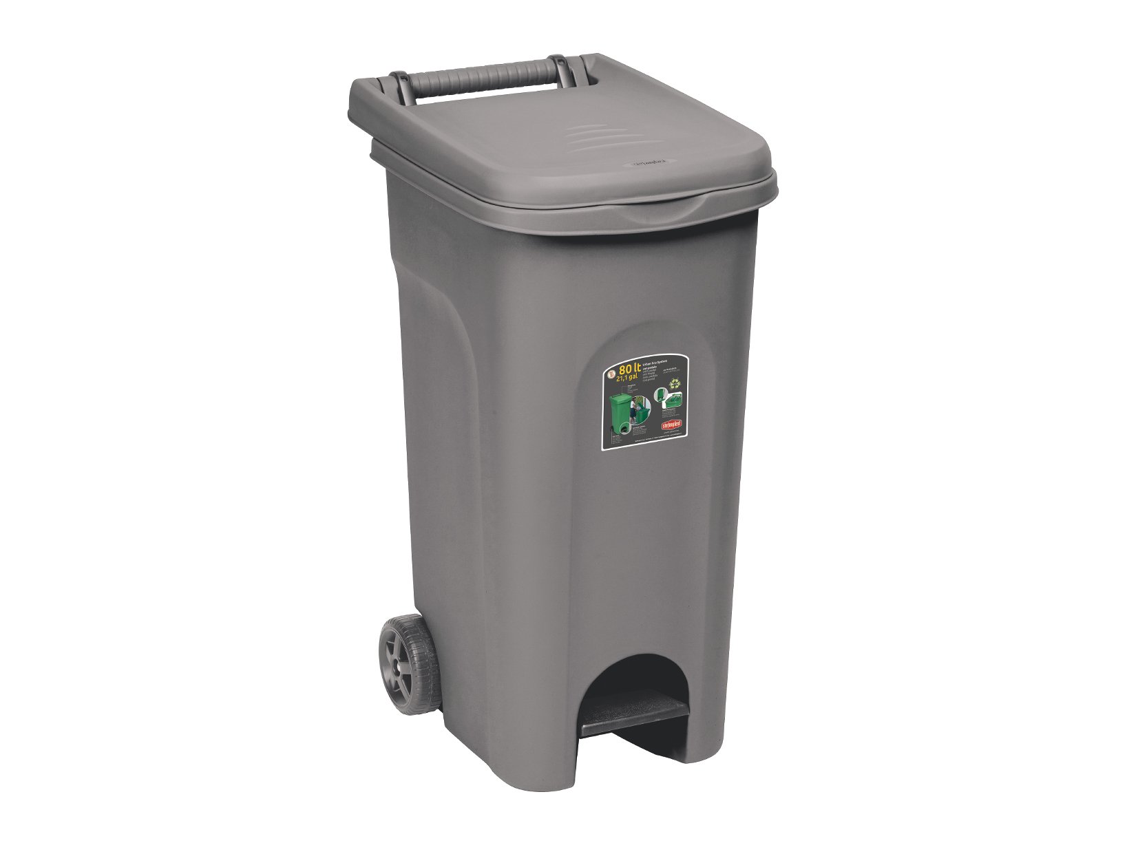 stefanplast-home-eco-system-bidone-80-lt-con-pedale-e-ruote-grigio image 1