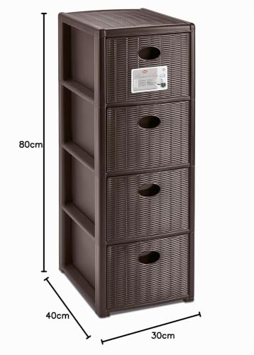 stefanplast-elegance-cassettiera-slim-4-cassetti-30x40x80-cm-moka-effetto-rattan image 4