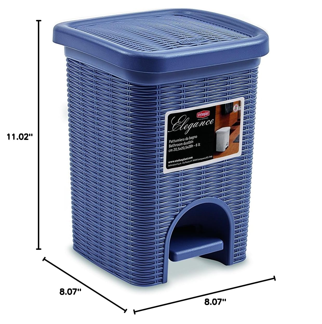 stefanplast-elegance-pattumiera-rattan-6-lt-blu-navy-20x20-5x27-5-cm image 2