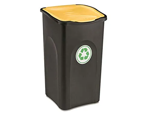 stefanplast-ecogreen-pattumiera-50-litri-nera-con-coperchio-giallo image 1