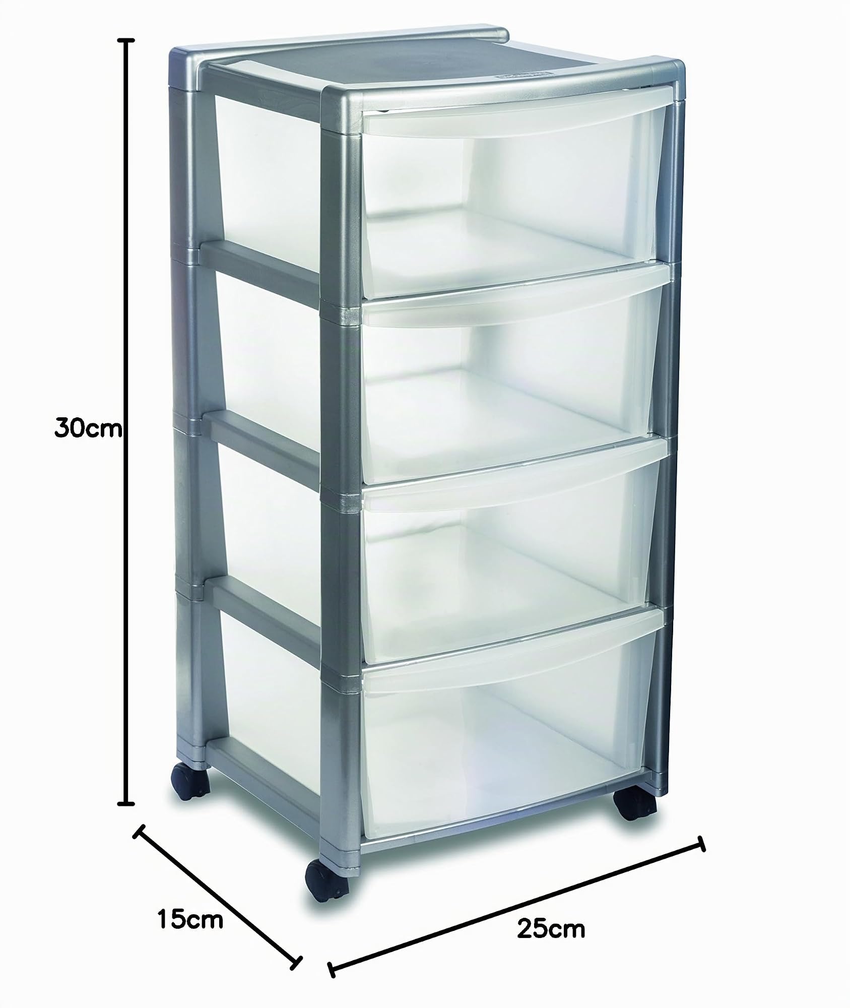 stefanplast-libera-cassettiera-4-cassetti-con-ruote-40x40x80h-grigio-trasparente image 2