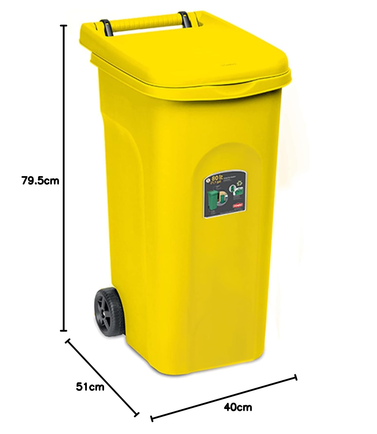 stefanplast-home-eco-system-bidone-80-lt-con-ruote-giallo-51x40x79-5-cm image 2