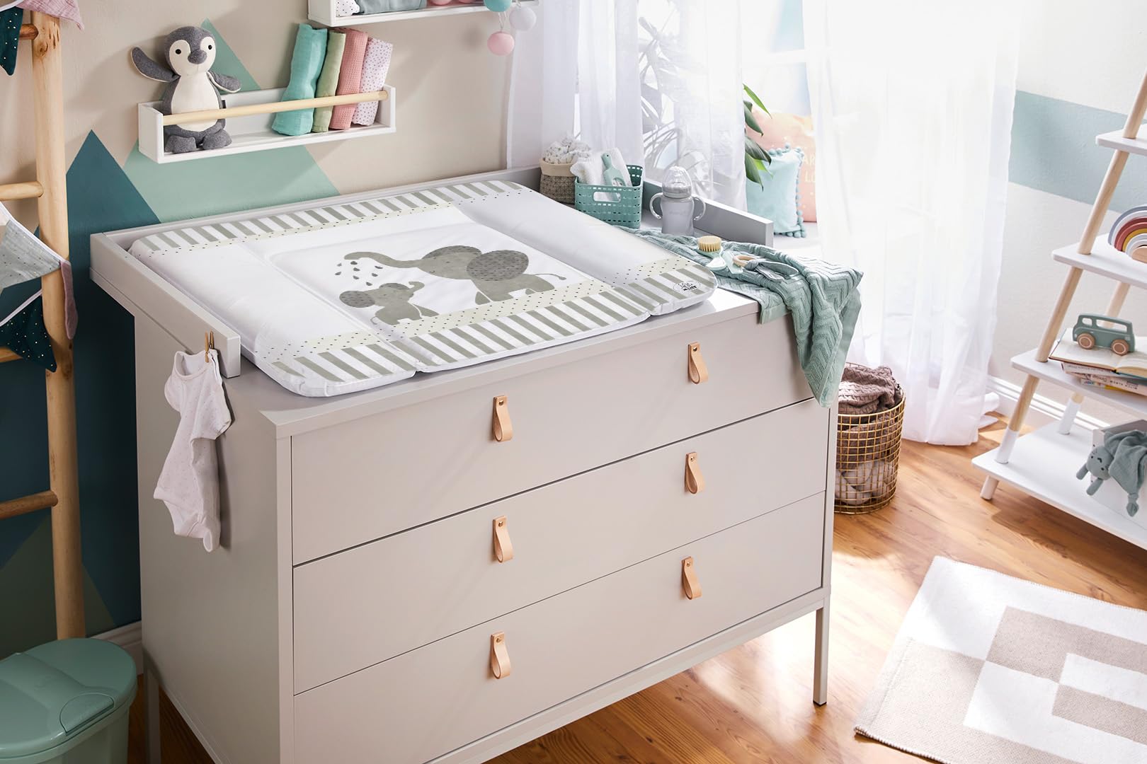 rotho-babydesign-bella-bambina-fasciatoio-modern-elephants-bianco-grigio-85x72x5 image 3