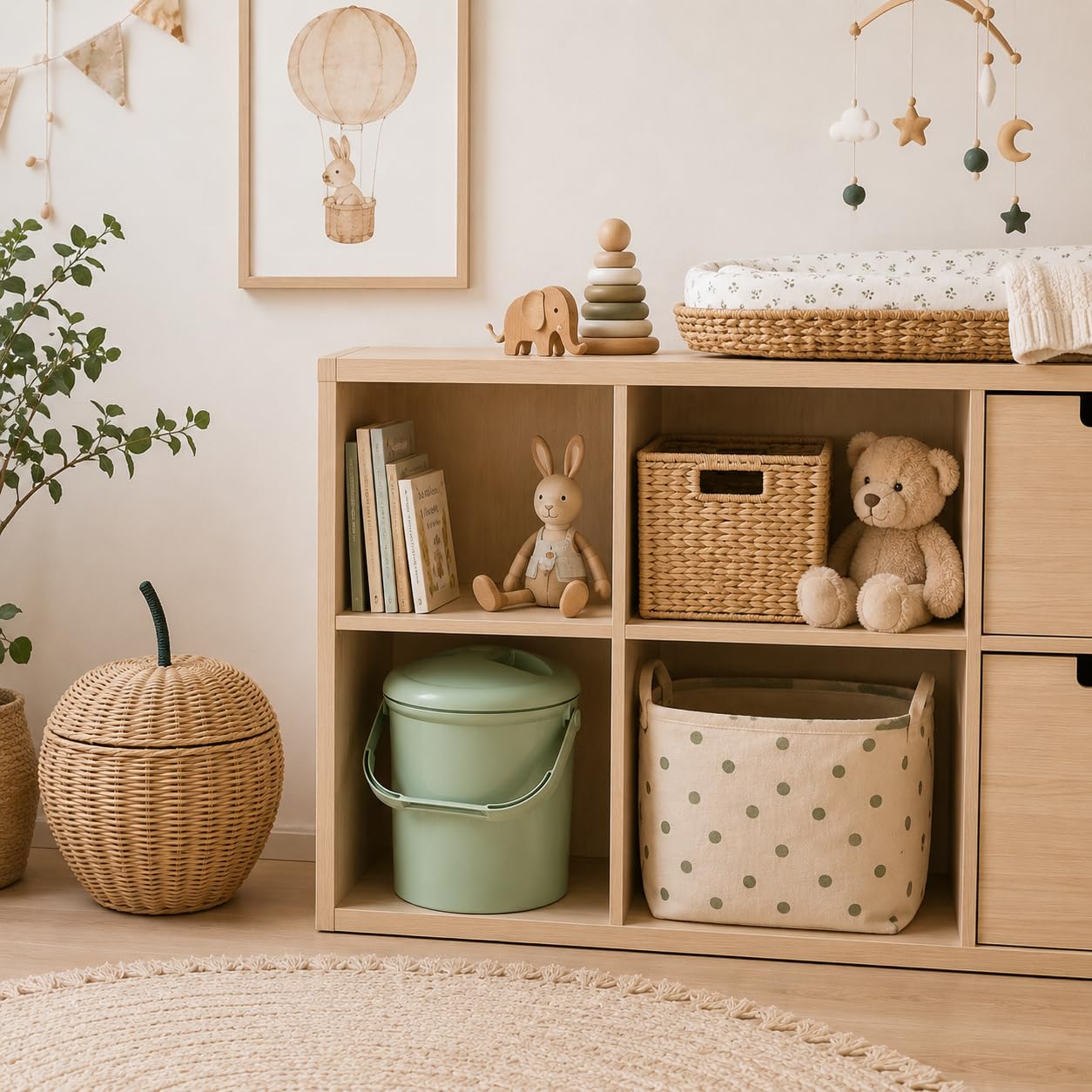 rotho-babydesign-top-cestino-per-pannolini-10-l-bella-bambina-verde-scisto-26x26 image 4