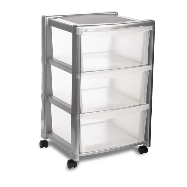 stefanplast-libera-cassettiera-3-cassetti-con-ruote-argento-40x40x63-cm image 1