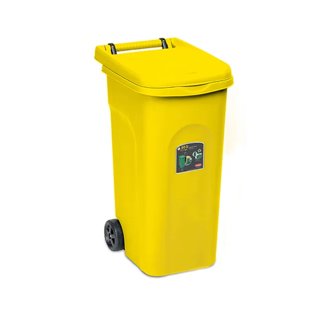 stefanplast-home-eco-system-bidone-80-lt-con-ruote-giallo-51x40x79-5-cm image 1
