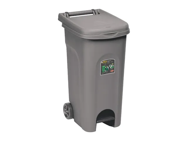 stefanplast-home-eco-system-bidone-80-lt-con-pedale-e-ruote-grigio image 1