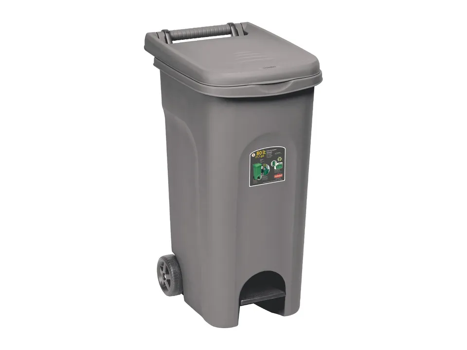 stefanplast-home-eco-system-bidone-80-lt-con-pedale-e-ruote-grigio image 1