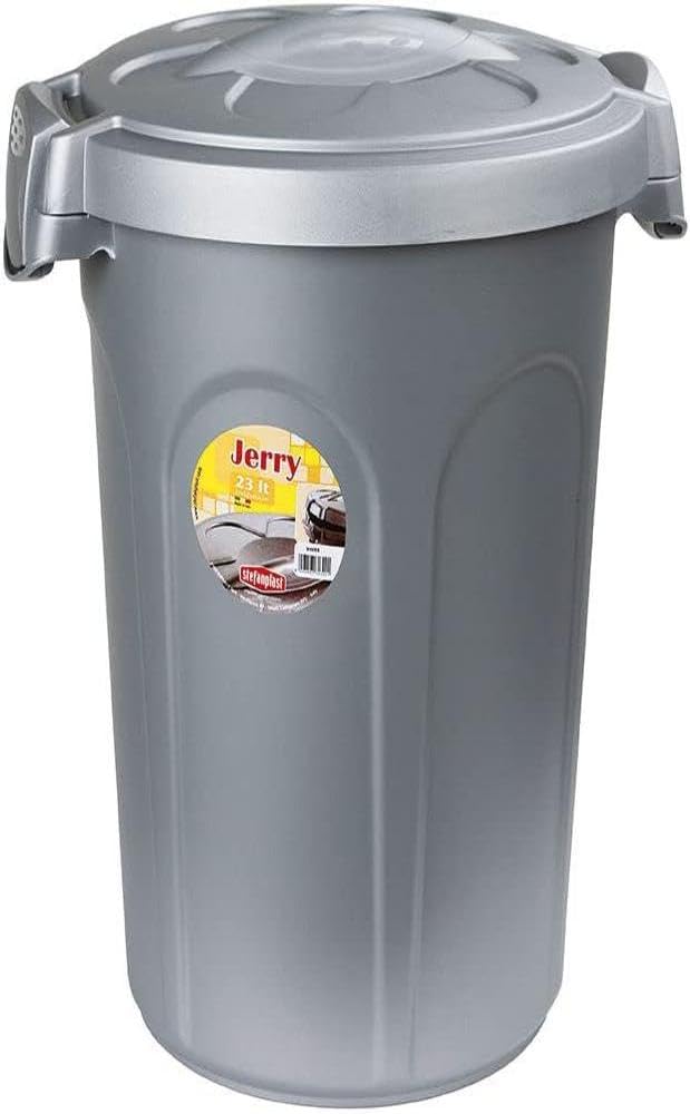 stefanplast-jerry-bidone-con-coperchio-23-l-silver image 1