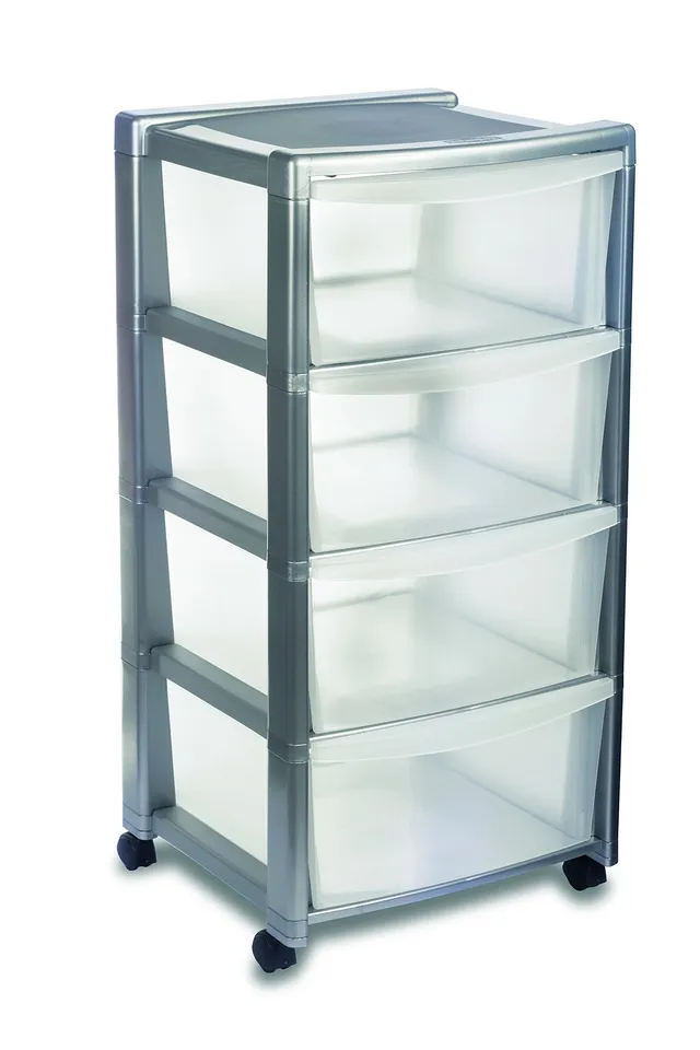 stefanplast-libera-cassettiera-4-cassetti-con-ruote-40x40x80h-grigio-trasparente image 1