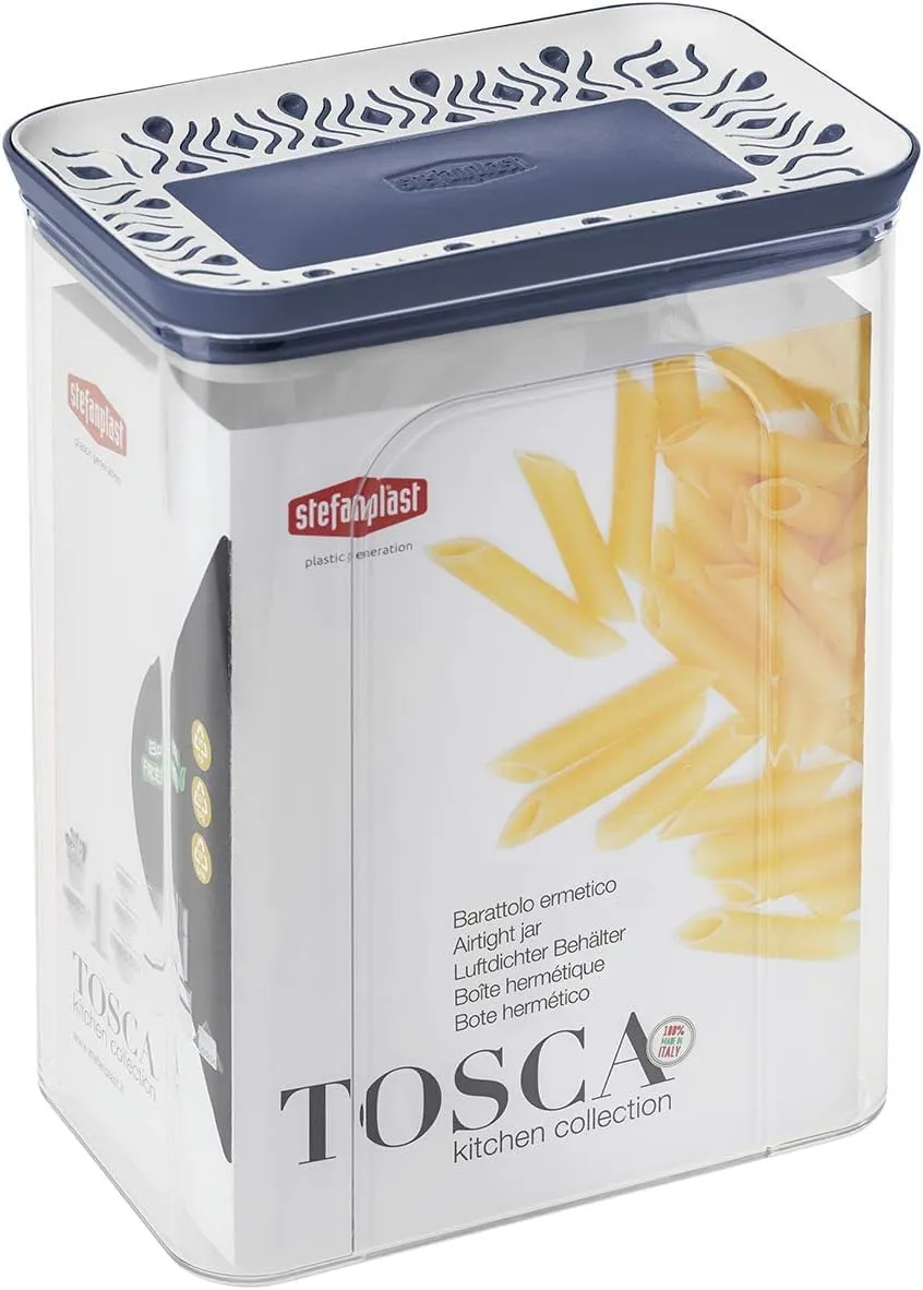 stefanplast-tosca-barattolo-rettangolare-ermetico-palace-2-2-l-bianco-blu image 1