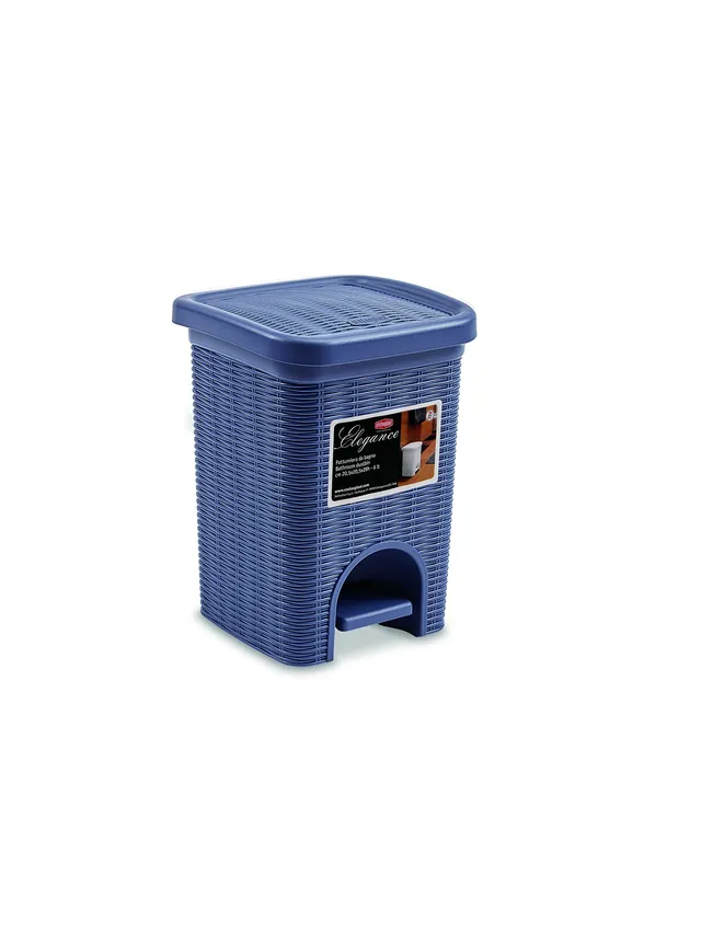stefanplast-elegance-pattumiera-rattan-6-lt-blu-navy-20x20-5x27-5-cm image 1