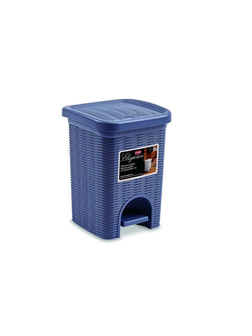 stefanplast-elegance-pattumiera-rattan-6-lt-blu-navy-20x20-5x27-5-cm image 1