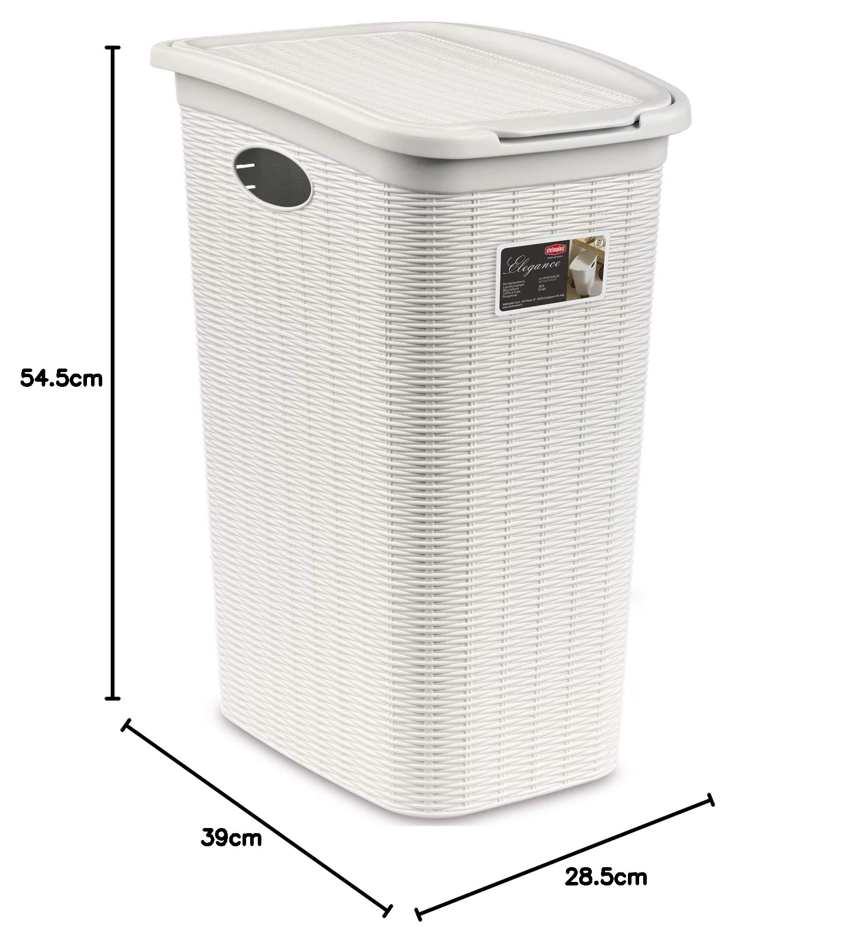 stefanplast-cesto-portabiancheria-effetto-rattan-36-l-con-coperchio-bianco image 2