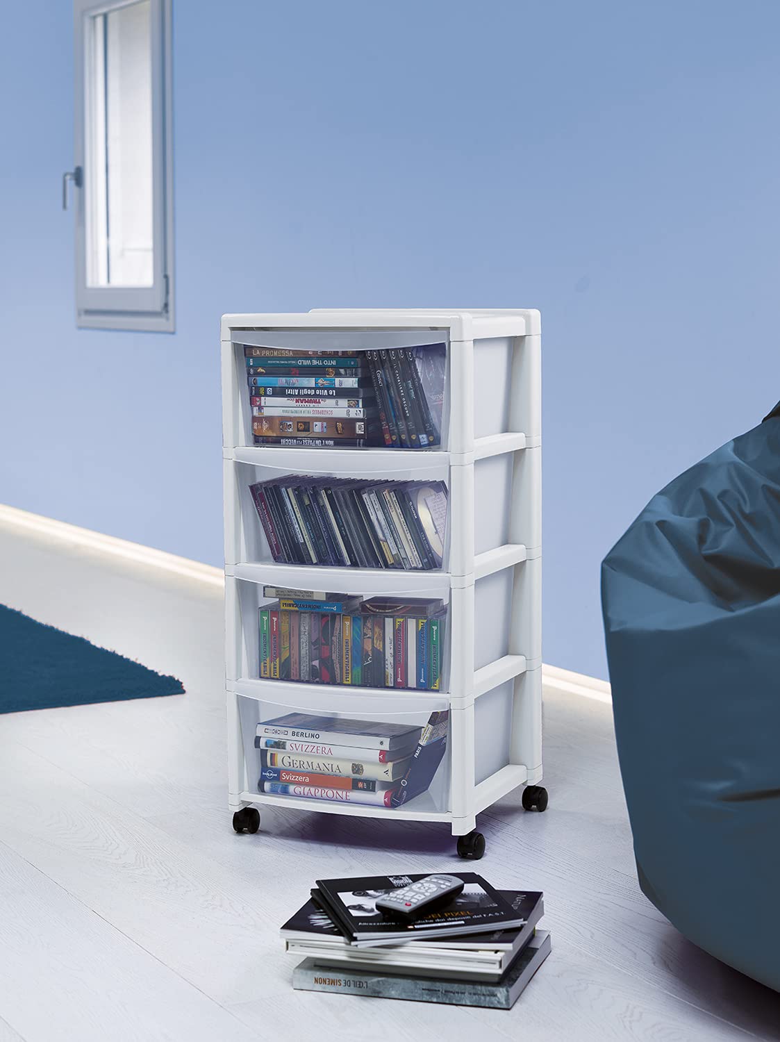 stefanplast-libera-cassettiera-4-cassetti-con-ruote-40x40x80-cm-bianco-opaco image 2