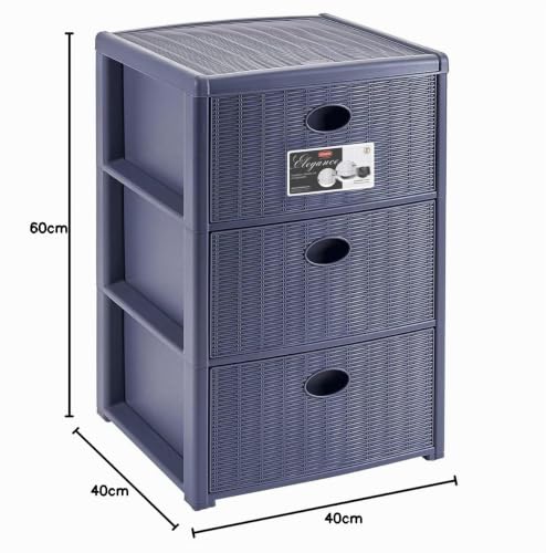 stefanplast-elegance-cassettiera-3-cassetti-rattan-navy-39x37x60-cm image 5