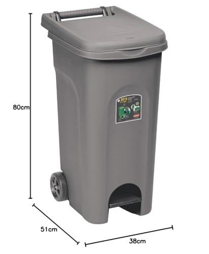 stefanplast-home-eco-system-bidone-80-lt-con-pedale-e-ruote-grigio image 5