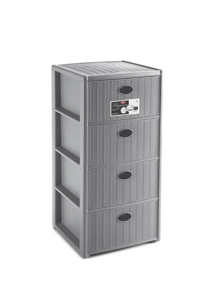 stefanplast-elegance-cassettiera-4-cassetti-grigio-40x40x80-cm image 1