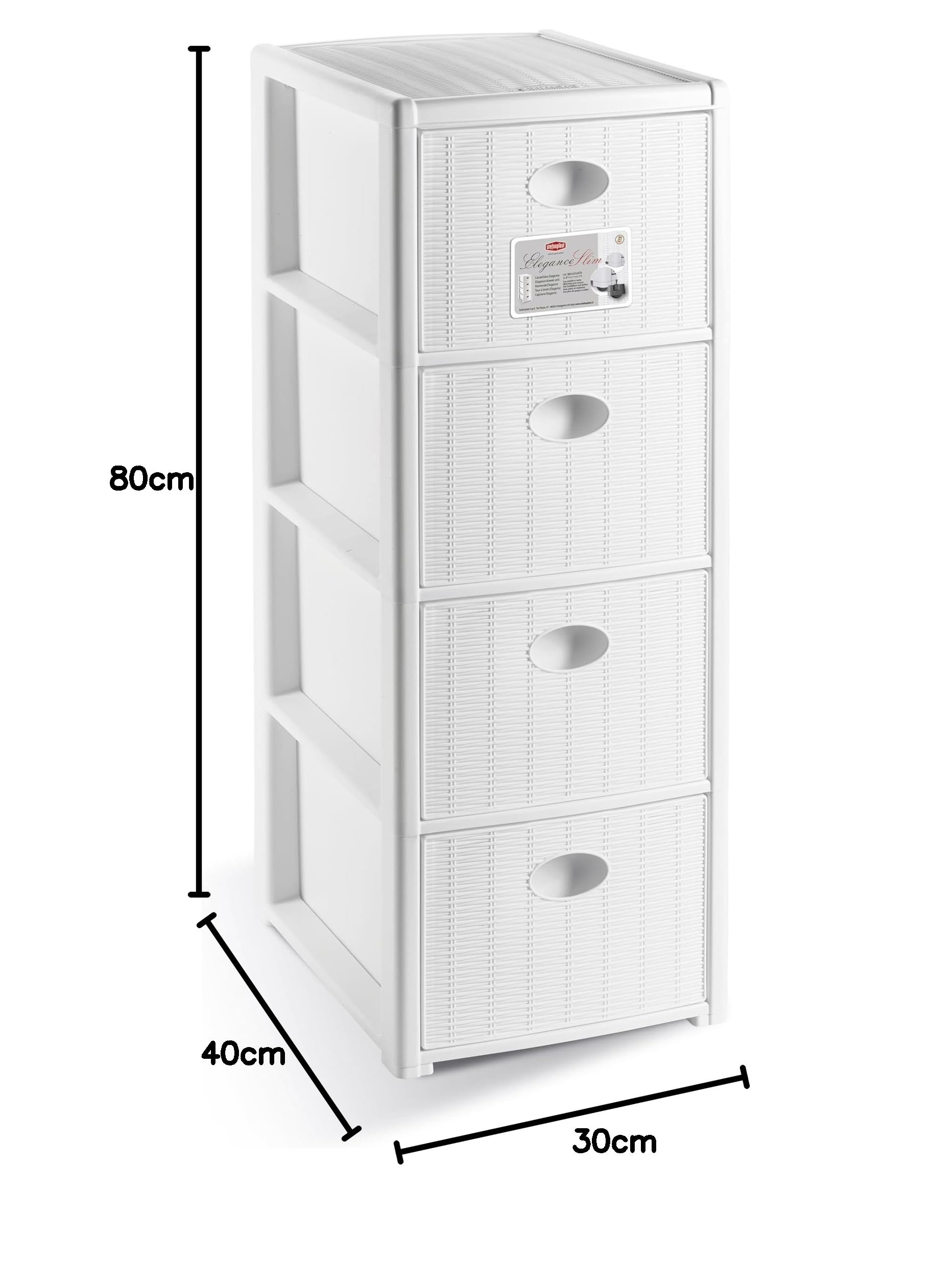 stefanplast-cassettiera-salvaspazio-slim-4-cassetti-bianca-30x40x80-cm image 2