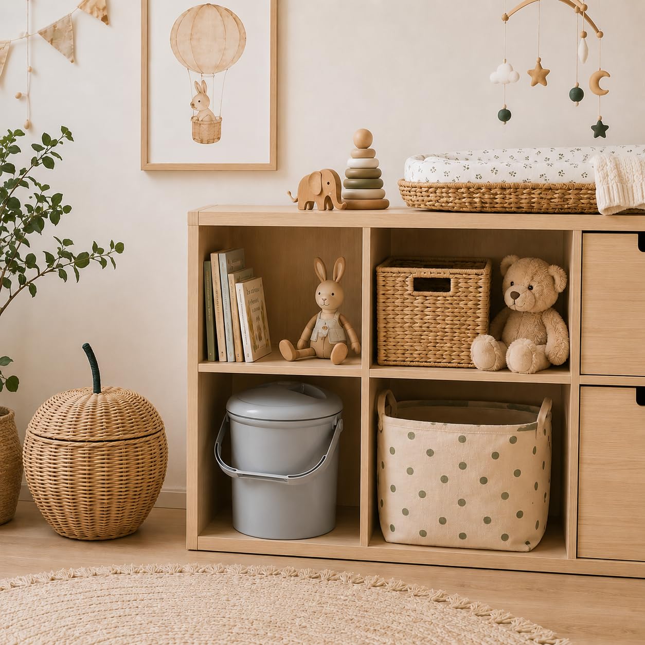 rotho-babydesign-top-cestino-per-pannolini-10-l-bella-bambina-stone-grey-26x26x3 image 6