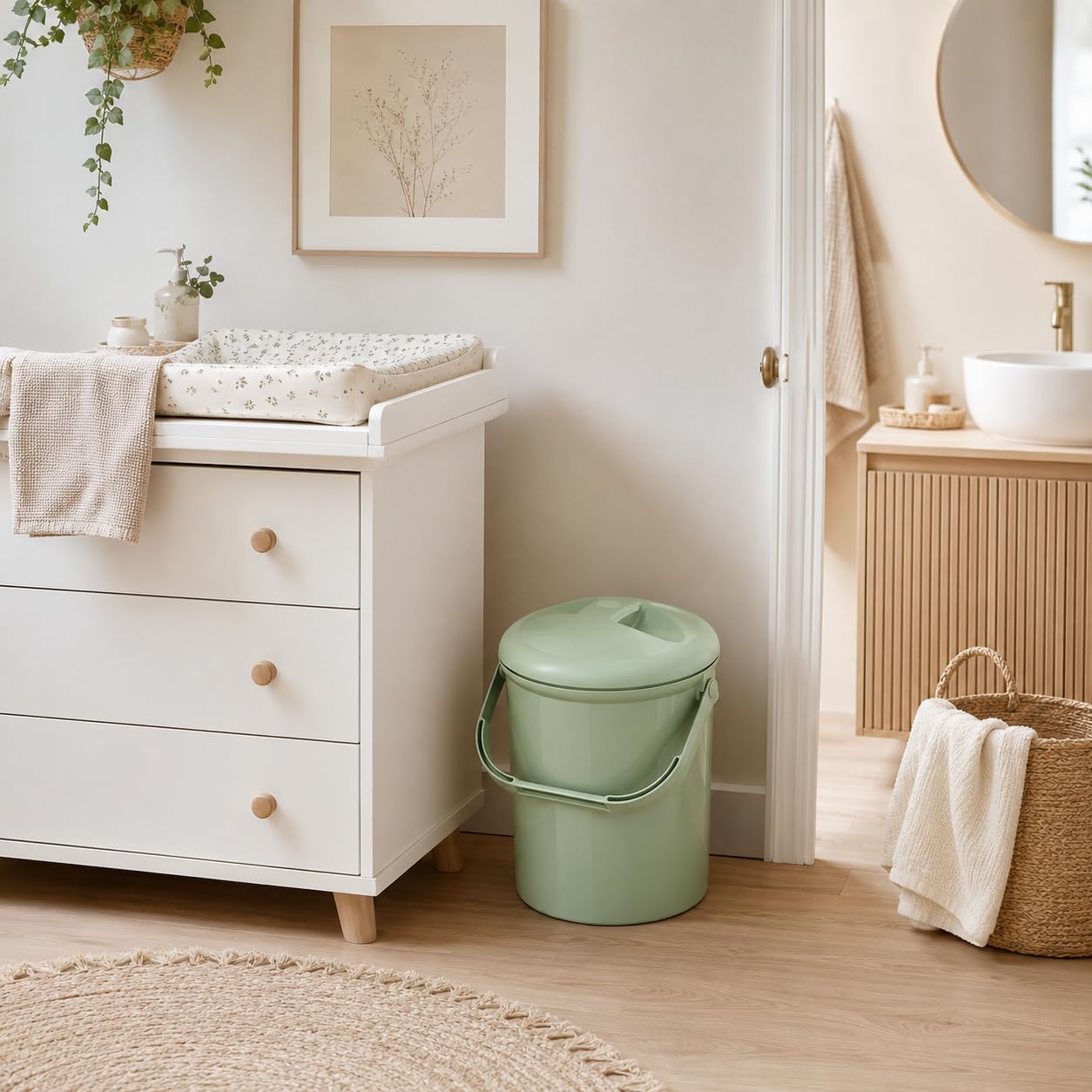 rotho-babydesign-top-cestino-per-pannolini-10-l-bella-bambina-verde-scisto-26x26 image 6