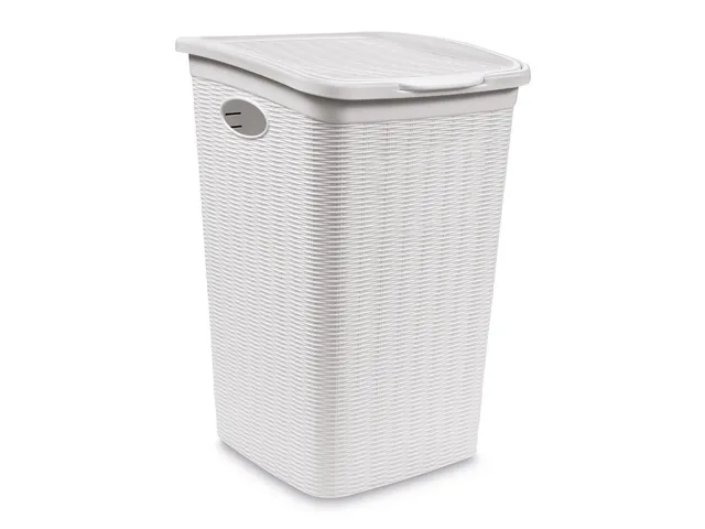 stefanplast-elegance-porta-biancheria-36-lt-bianco-28-5x39x54-cm-effetto-rattan image 1