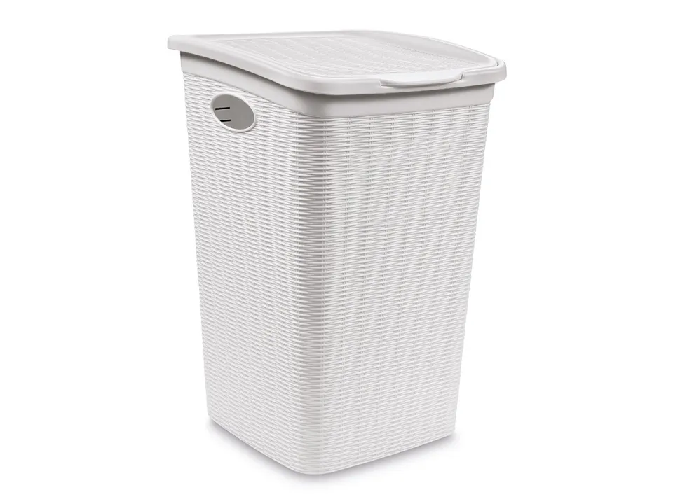 stefanplast-elegance-porta-biancheria-36-lt-bianco-28-5x39x54-cm-effetto-rattan image 1