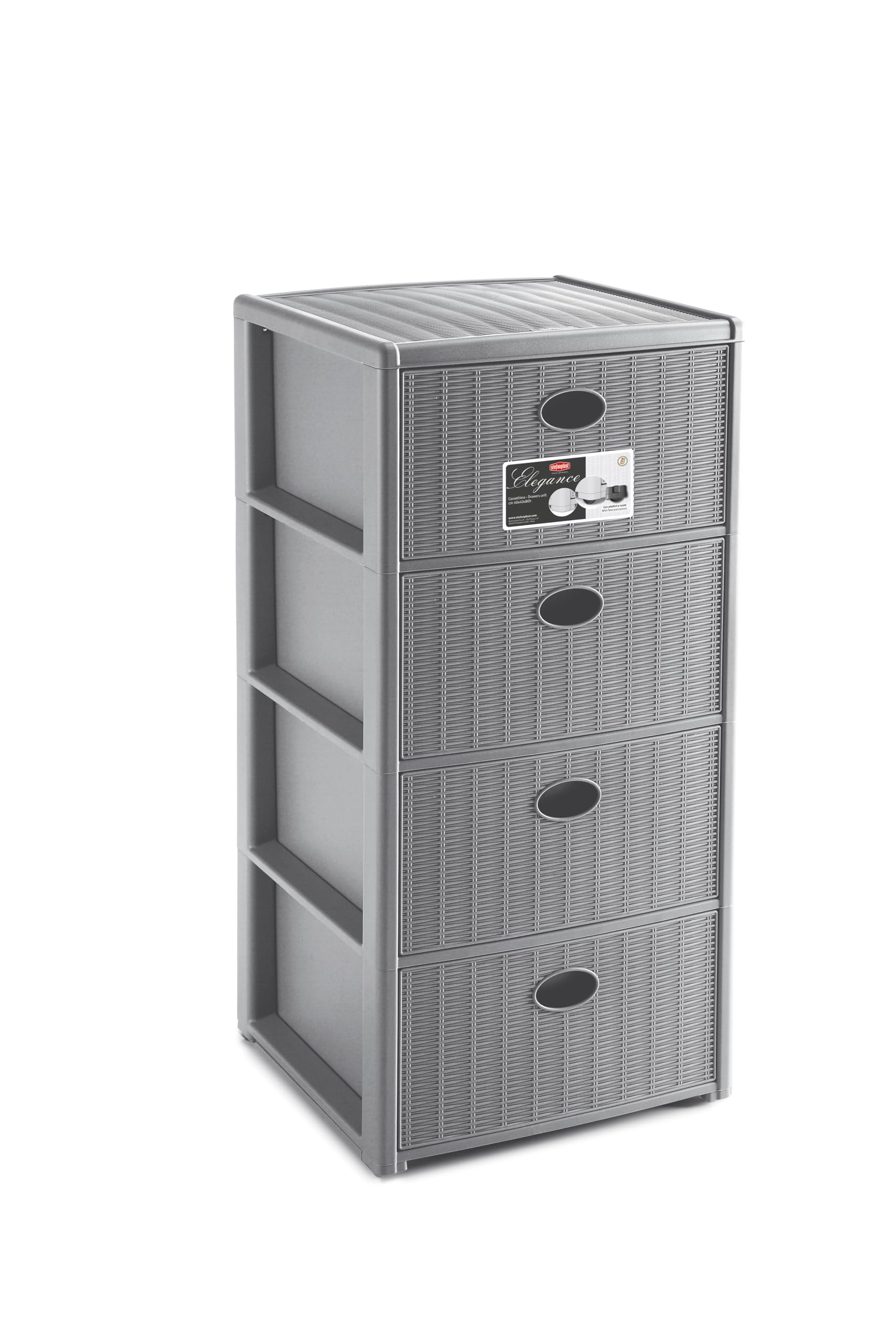 stefanplast-elegance-cassettiera-4-cassetti-grigio-40x40x80-cm image 1