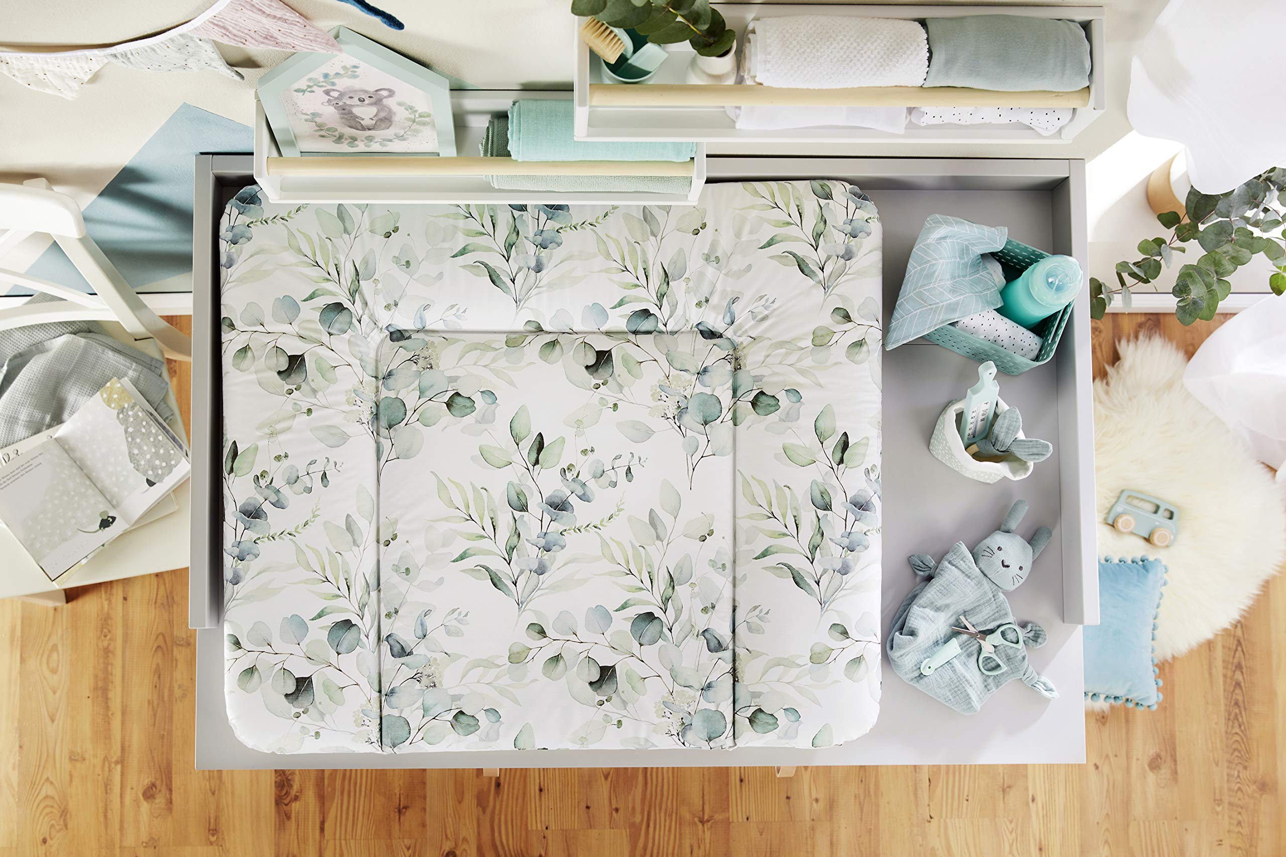 rotho-babydesign-natural-leaves-materassino-fasciatoio-85x72x5-cm-multicolore image 2