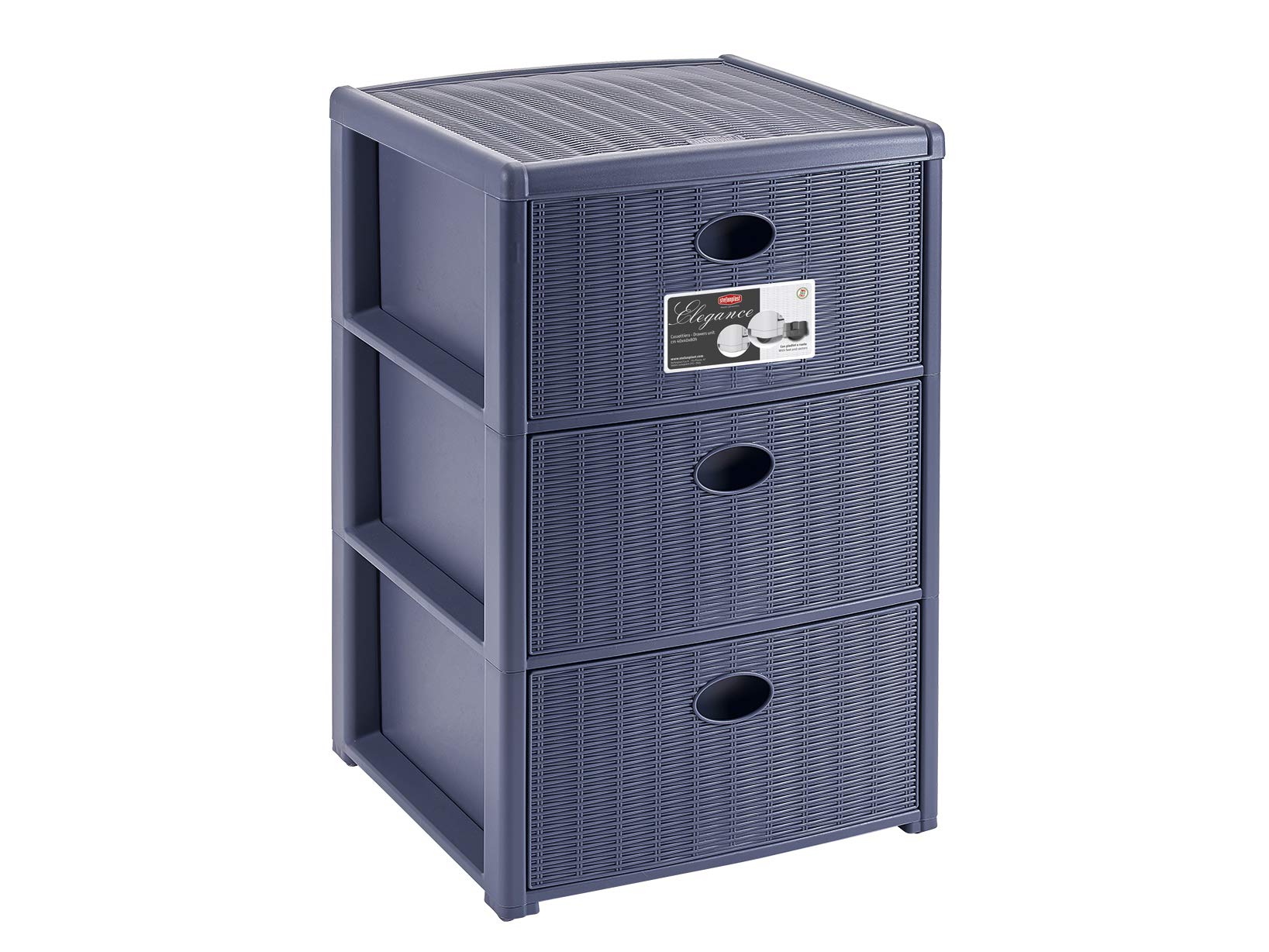stefanplast-elegance-cassettiera-3-cassetti-rattan-navy-39x37x60-cm image 3
